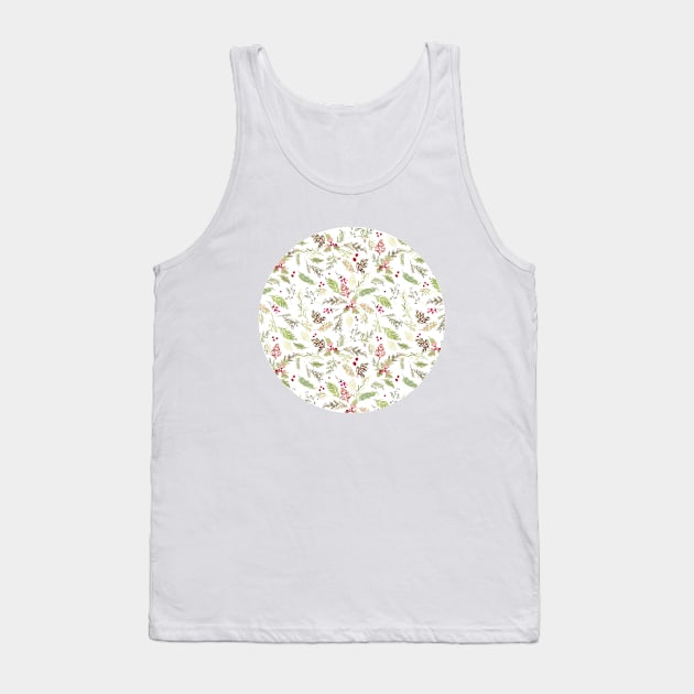 Christmas Loose Floral Watercolor Tank Top by Harpleydesign